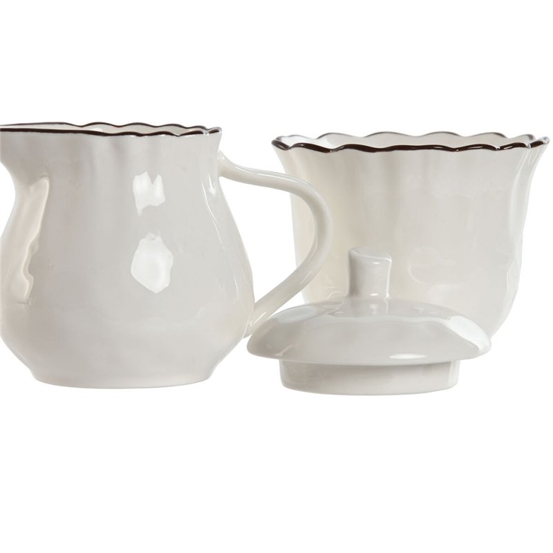 Image secondaire de Laitière et sucrier Home ESPRIT Blanc Marron Porcelaine 250 ml 12 x 8,4 x 8 cm 2 Pièces
