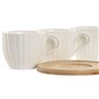 Jeu de 6 tasses avec plat Home ESPRIT Blanc Naturel Bambou Porcelaine 220 ml