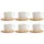 Jeu de 6 tasses avec plat Home ESPRIT Blanc Naturel Bambou Porcelaine 220 ml