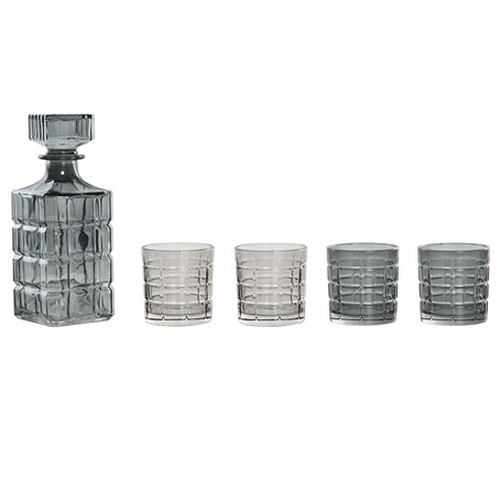 Ensemble de verres avec bouteille Home ESPRIT Gris Verre Urbaine 900 ml