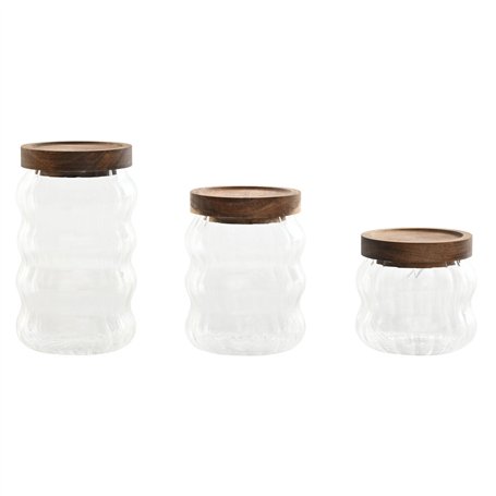 Set de 3 Boites Home ESPRIT Transparent Naturel 550 ml 750 ml 3 Pièces