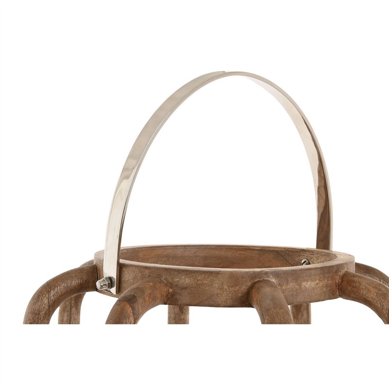 Image secondaire de Bougeoir Home ESPRIT Marron Argenté Verre Bois de manguier 30 x 30 x 53 cm