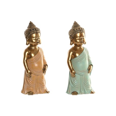 Figurine Décorative Home ESPRIT Vert Rose Buda Oriental 10 x 8 x 24 cm (2 Unités)
