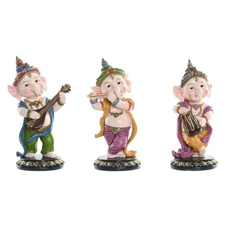 Figurine Décorative Home ESPRIT Multicouleur Musicien Indien 9 x 9 x 20 cm (3 Unités)