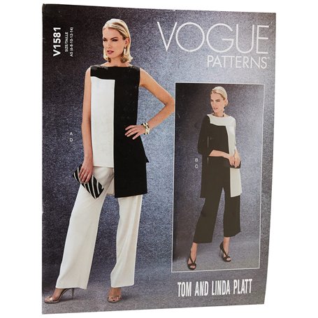 Vogue Patterns 1581 A5 Tunique et Pantalon pour Femme Tissu Multicolore 20 x 0