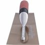 Truelle de lissage Marshalltown avec manche Durasoft courbé en acier doré, très adaptée aux sols et au béton, dimensions de la t