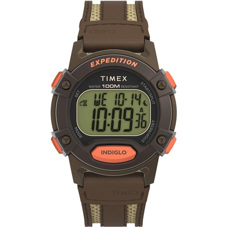 Timex Montre pour Homme Expedition CAT5 41 mm -Bracelet en Cuir Marron