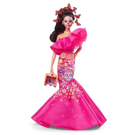 Barbie Poupée Signature Día De Muertos 2023 sous Emballage Deluxe avec Robe Rose À Volants Et Petite Offrande