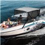 VEVOR Bimini pour Bateau à 4 Arceaux, Taud de Soleil 243x137x231-244 cm, Cadre en Alu Toile en Polyester 600D, Parois Latérales