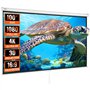 VEVOR Écran de Projection Enroulable Manuel 100 Pouces 16:9 HD 4K Toile de Vidéoprojecteur Anti-Plis Grand Angle de Vision Monta