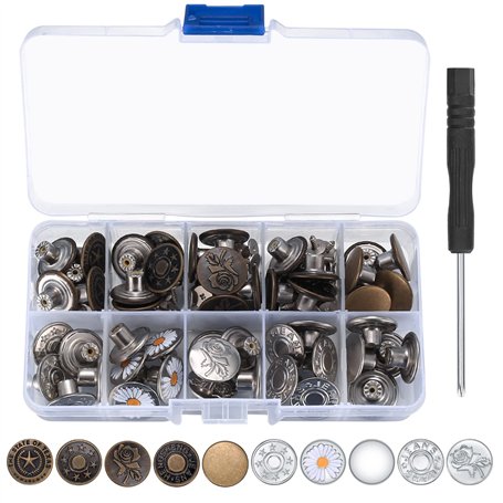50 Pièces Boutons de Jeans Métalliques - Remplacement Sans Couture Pour Pantalon