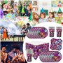 61PCS Monster Thème Couverts De Fête, Party Décorations Enfant Pour Anniversaire,Set de Vaisselle de Fête pour Fille,Anniversair