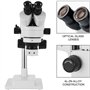 VEVOR Microscope Stéréo 3.5X-90X Simul Focal Trinoculaire Zoom 360 Degrés Rotatif Trinoculaire Stéréo Microscope Double Bras Sta