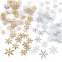 Lot de 900 confettis en forme de flocons de neige blancs et dorés - Décoration d'hiver et de Noël - Petite décoration de table -