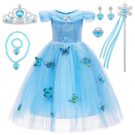 JAMATA Robe de Princesse Elsa pour Filles