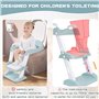 MUOIVG Réducteur Toilette Enfant avec Escalier, WC Enfant, Siège de Toilette avec PU Coussin Moelleux,Robuste, Pliable et Réglab