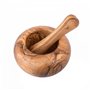 Mortier avec pilon en bois d'olivier - Fait main avec bord naturel - Mortier de cuisine en bois - Mortier durable pour herbes et