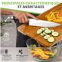 Oliver's Kitchen's Planche à Découper 100% Bambou Naturel (45 x 30 x 2 cm) en Bois Réversible - Pratique, Solide, Durable et Rés