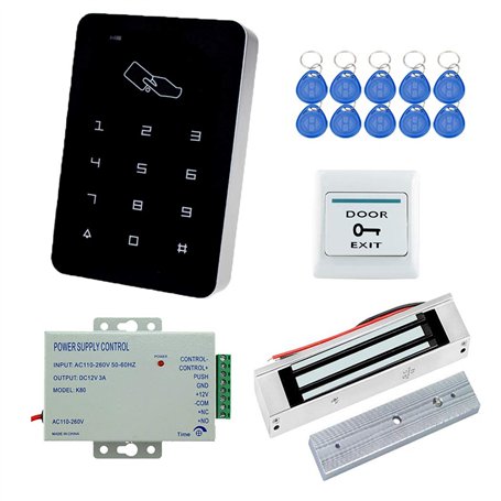 YAVIS Full Set RFID Porte Accès Contrôle Système Kit + 180kg Serrure Magnétique Electrique + DC 12V 3A Power Supply + Proximité