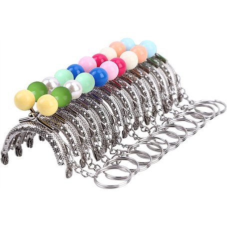 PRETTYLE Lot de 10 fermetures à clic pour porte-monnaie faites à la main avec perles acryliques