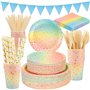 VIPNAJI 176 PCS Vaisselle Anniversaire Assiette Vaisselles Anniversaires Fille Assiettes Dîner Dessert Tasse Serviette Papier Pa