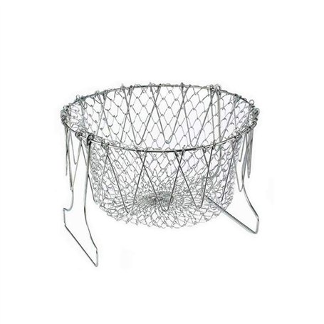 JJDD Carkio Panier pliable en acier inoxydable multi-fonctions pour frire et cuisine
