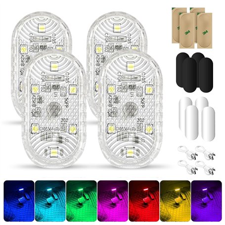 4Pcs RGB Éclairage Intérieur de Voiture