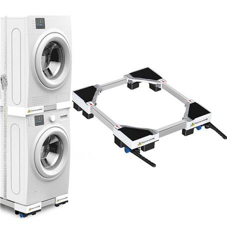 NIUXX Base universelle pour machine à laver - Fonction anti-vibration - Freins réglables - Taille réglable - Pour machines à lav
