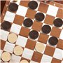 Jeu d'Échecs et de Backgammon 48 Pièces - Jeu Éducatif pour Dames - Pièces Rondes en Bois - Figurines Internationales - Accessoi