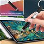 Lot de 4 stylets pour écran tactile avec 1 étui à crayons. Stylet pour écran tactile intelligent, mini stylo à bille, porte-clés