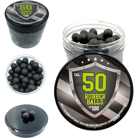 100 x Premium Quality Hard Rubber Balls Paintballs Reballs 50 Cal. HDR50 T4E Paintball Shooting Self Defense Billes Calibre .50