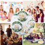 Assiette Jetable 126 pcs vaisselle,Thème des animaux de la jungle, anniversaire adulte ou enfant, 1 an garcon, 20 convives.