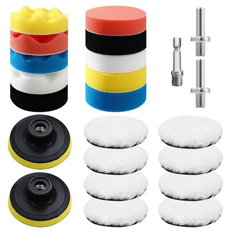 23 Pièces Polissage Voiture Kit,80mm Polissage Pad Éponge