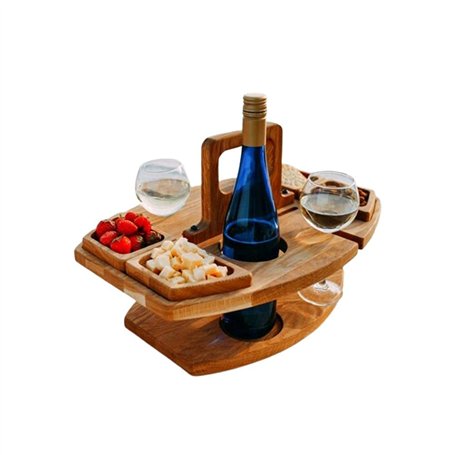 Plateau de Service à Fromage et Charcuterie en Bois Luxe - Surélevé et Portable - Avec Espace Intégré pour Fruits