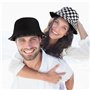 MengH-SHOP Chapeau de Seau Réversible Noir et Blanc Imprimé à Carreaux Chapeau de Pêcheur en Coton Unisexe Pliable Chapeau de So