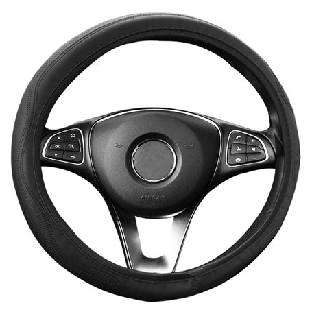 Gvolatee Couvre Volant de Voiture en Cuir Microfibre 37-39cm pour la Plupart des Voitures (Noir)