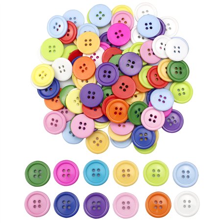 milaosk 100 Pièces Boutons en résine Boutons ronds multicolores 4 Trous Boutons pour Vêtements Couture Artisanat Ornements et Br