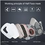 Respiratoire Réutilisable avec Filtres et Lunette Anti poussière Anti gaz pour Peinture Poussière P