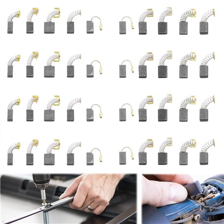 Lot de 40 balais de charbon de rechange pour outils électriques - 10 tailles - Pour outils électriques