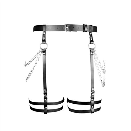 KOEMCY Punk Taille Harnais Ceinture Noir Cuir Harnais Corps