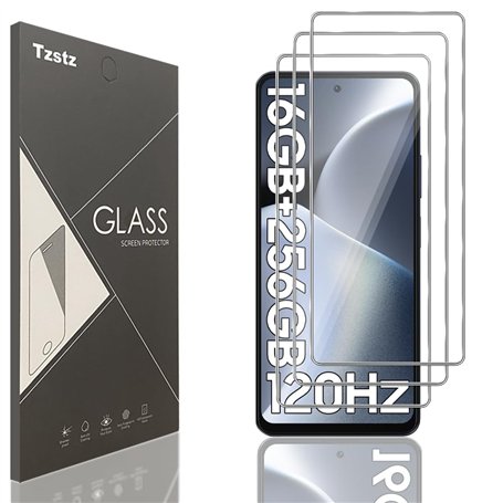 Tzstz 3 Pièces Verre Trempé pour Blackview Shark 8 Protection Écran ，Dureté 9H，Sans Bulles