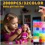 Lot de 2 000 petits élastiques à cheveux en caoutchouc avec 16 outils de coiffure, 32 couleurs, mini élastiques à cheveux pour f
