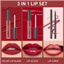 3 Pcs Noir Mat Rouge à Lèvres Liquide,Couleurs De Lèvres Riches En Pigments,Hydratant Longue Durée Imperméable À Lèvres Crayon L
