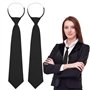 Cravates Noires pour Femme 2 pcs Cravate Longue Uniforme JK pré Nouée avec élastique Cravate Fine Réglable