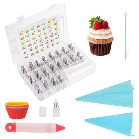 Poche a Douille Set 64 pièces - 42 Douilles en Acier Inoxydable - Poche à Douille pâtisserie réutilisable de 30 cm - Spatule