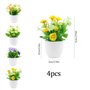 4 Pièces Petites Plantes Artificielles Fleurs Roses Mini Pot Plante Artificielle Fleurs avec Bassine Fausse Fleur Plantes en Pla