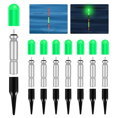 BORDEAG Lot de 8 flotteurs LED pour pêche nocturne