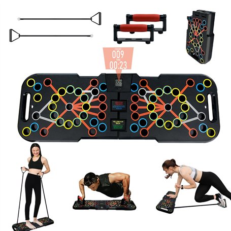 Surplex 41 en 1 Push Up Musculation Push Up Board avec Poignée Compteur Intelligent&Bande de Résistance Pliable Planche et Appar