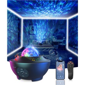 Projecteur Ciel Etoile,Projecteur Galaxie avec 2 Modes Étoiles,Télécommande,Minuterie,20 Couleurs Bluetooth Veilleuse Bébé Music Projecteur Ciel Etoile