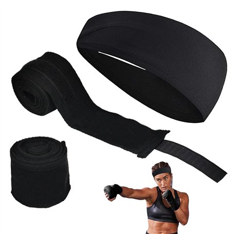 3 Pièces Noir Gants de Boxe Kit